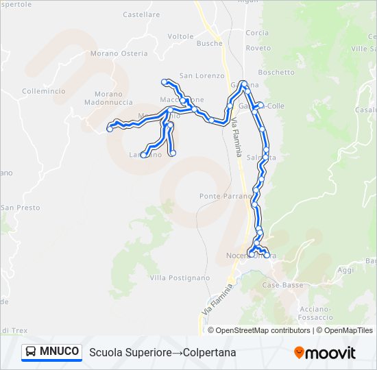 Percorso linea bus MNUCO