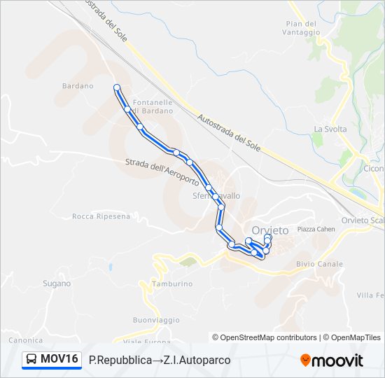 Percorso linea bus MOV16