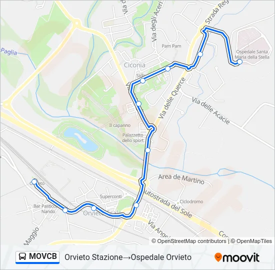 Percorso linea bus MOVCB