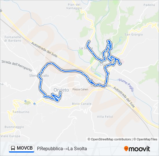 Percorso linea bus MOVCB