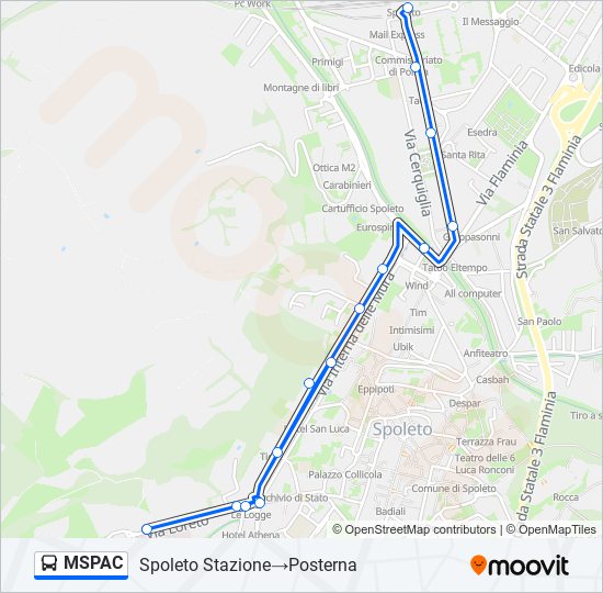 Percorso linea bus MSPAC