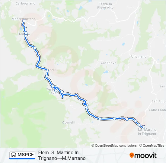 Percorso linea bus MSPCF
