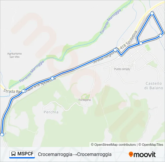 Percorso linea bus MSPCF