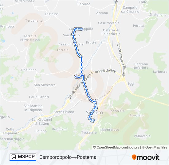 Percorso linea bus MSPCP