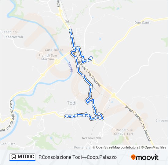 Percorso linea bus MTD0C