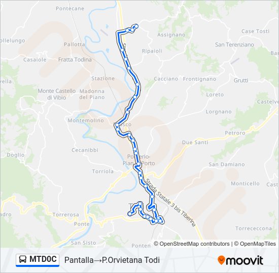 Percorso linea bus MTD0C