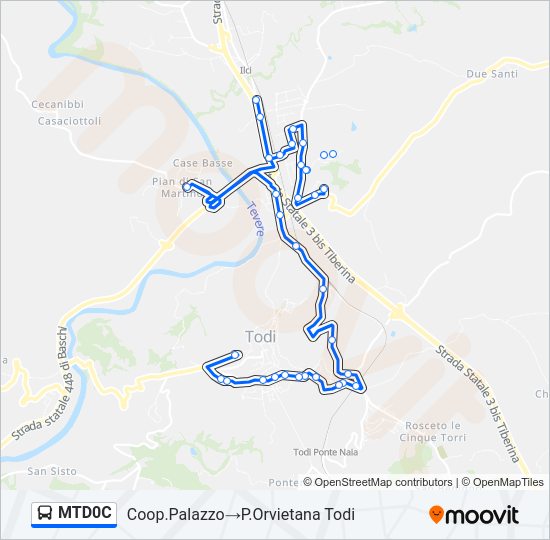 Percorso linea bus MTD0C