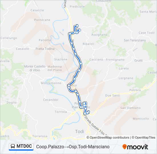 Percorso linea bus MTD0C