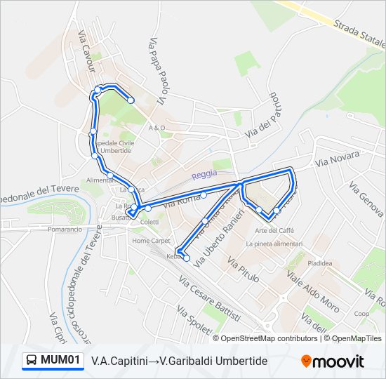 Percorso linea bus MUM01