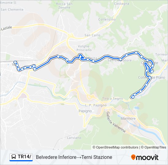 Tr14 Route Schedules Stops Maps Belvedere Inferiore Terni Stazione