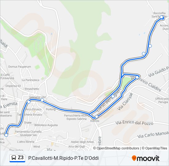 Percorso linea bus Z3