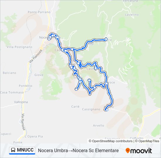 Percorso linea bus MNUCC