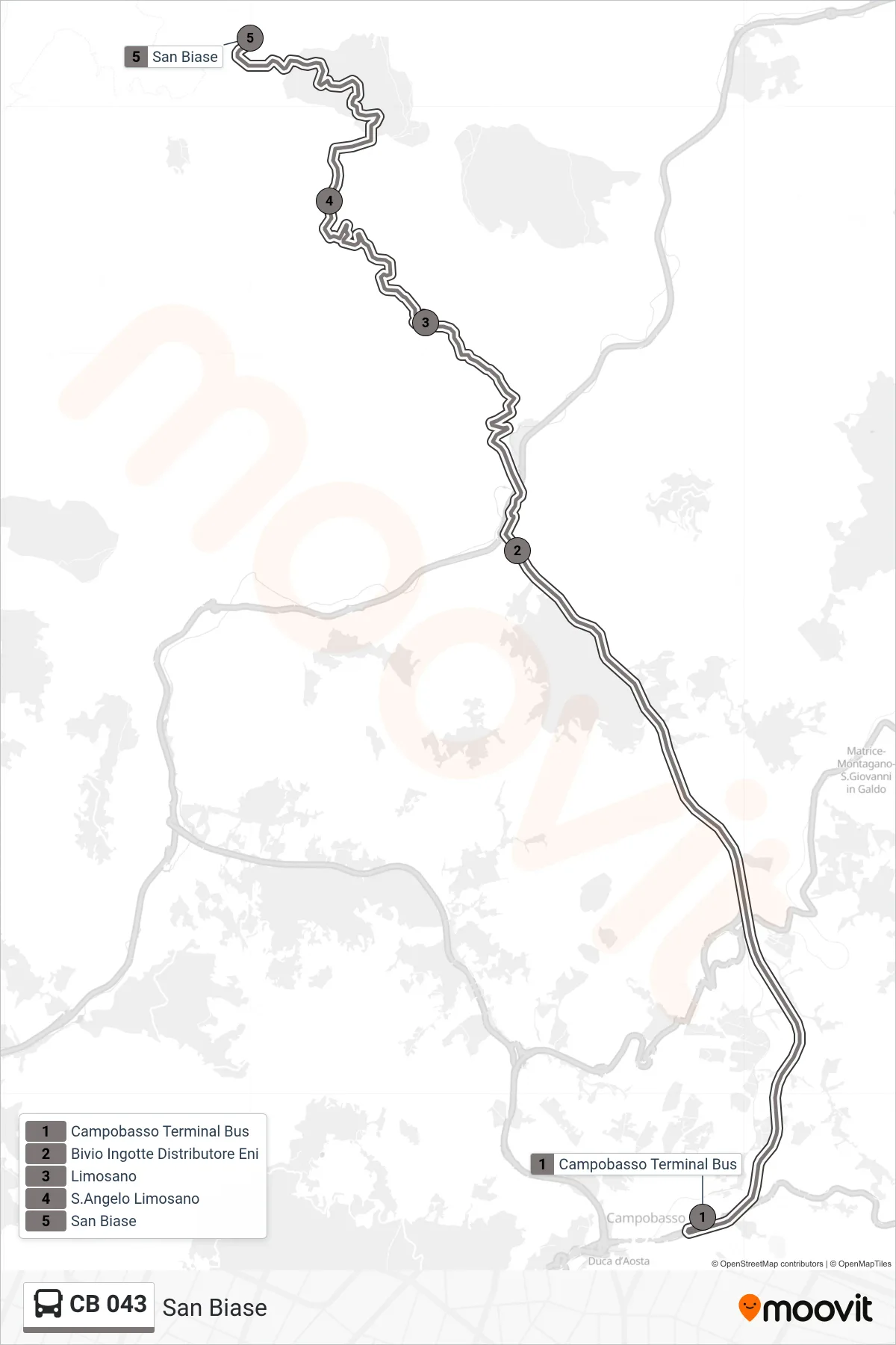Linea CB 043  bus (San Biase) - Percorsi e fermate sulla mappa