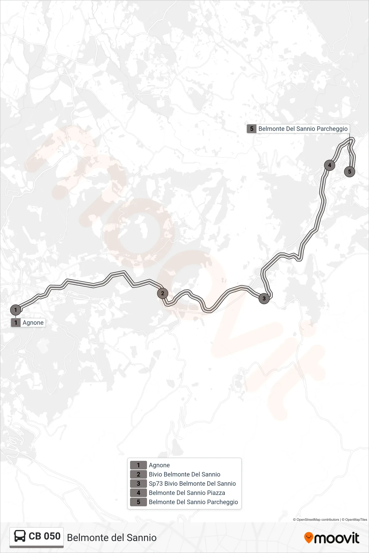 Linea CB 050 bus (Belmonte del Sannio) - Percorsi e fermate sulla mappa