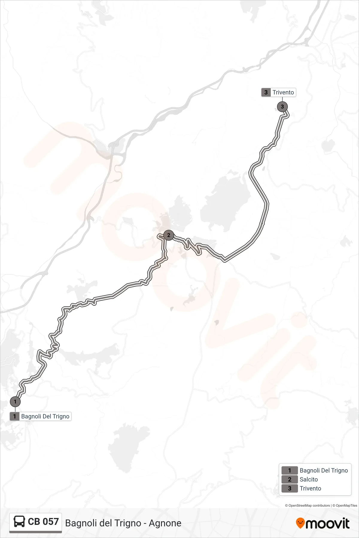 Linea CB 057 bus (Trivento) - Percorsi e fermate sulla mappa