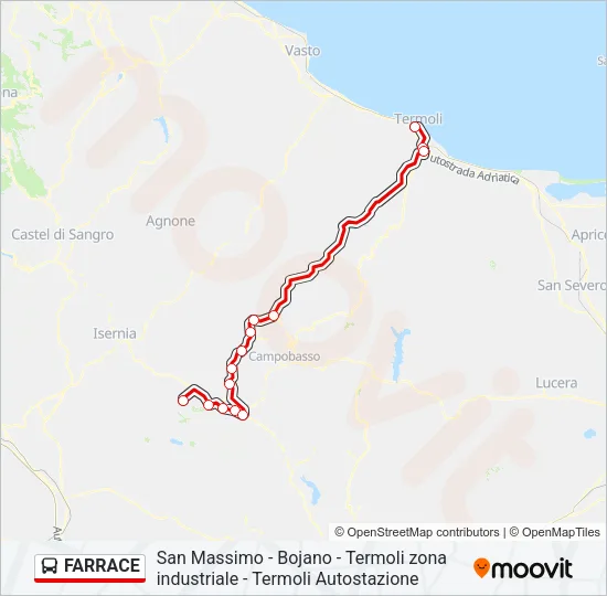 Percorso linea bus FARRACE