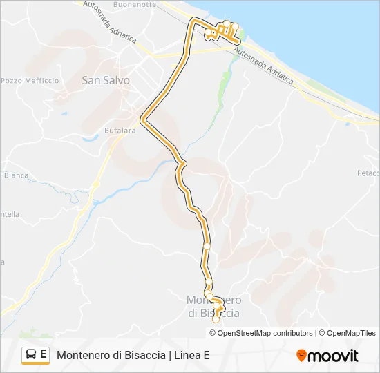 Percorso linea bus E