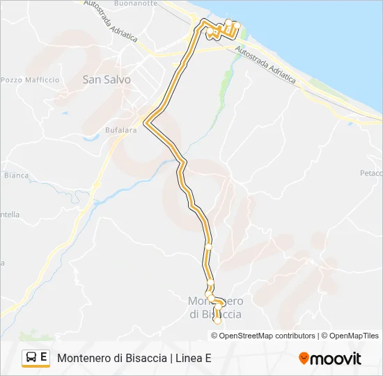 Percorso linea bus E