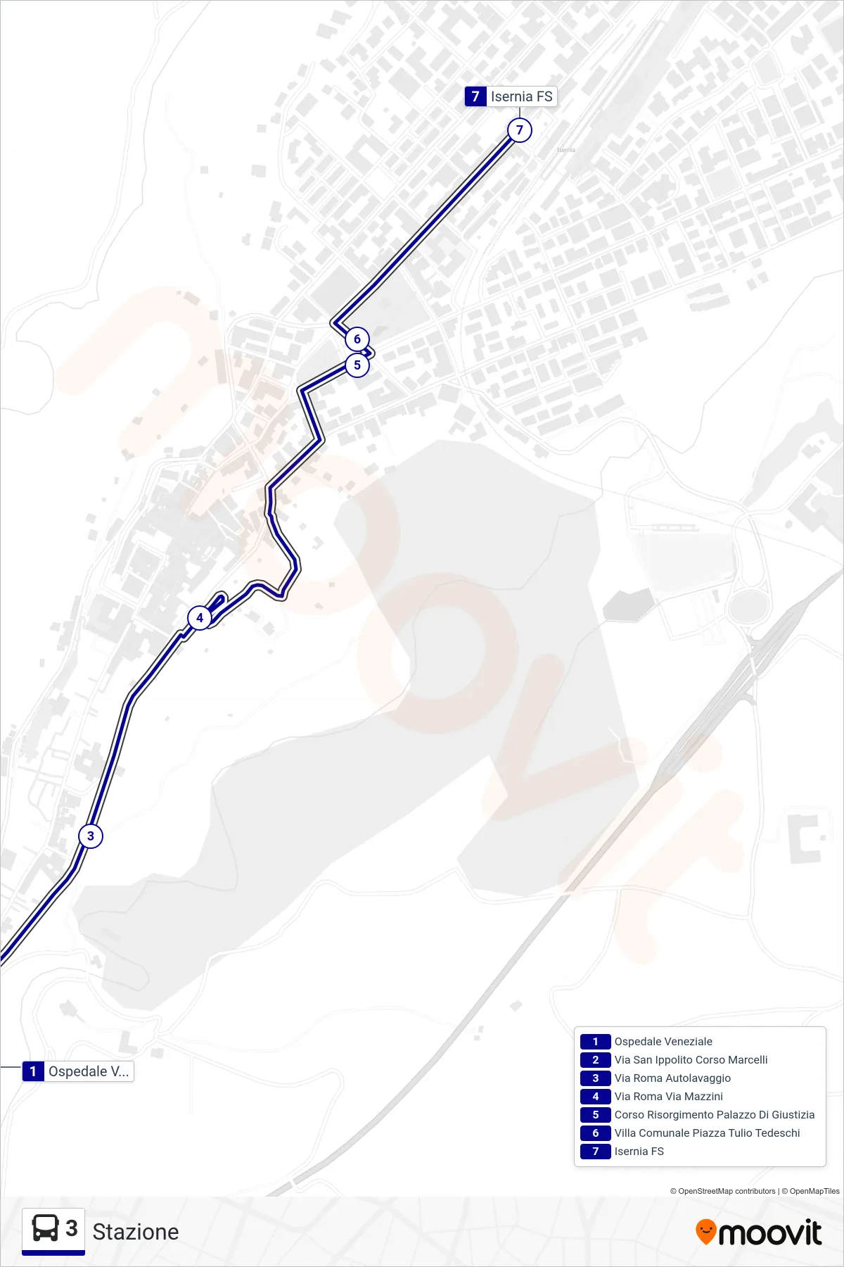Linea 3 bus (Stazione) - Percorsi e fermate sulla mappa