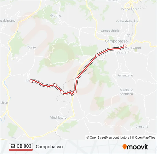 Percorso linea bus CB 003