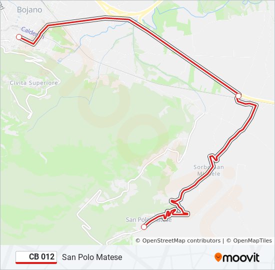 Percorso linea bus CB 012