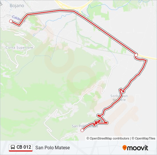 CB 012 bus Line Map