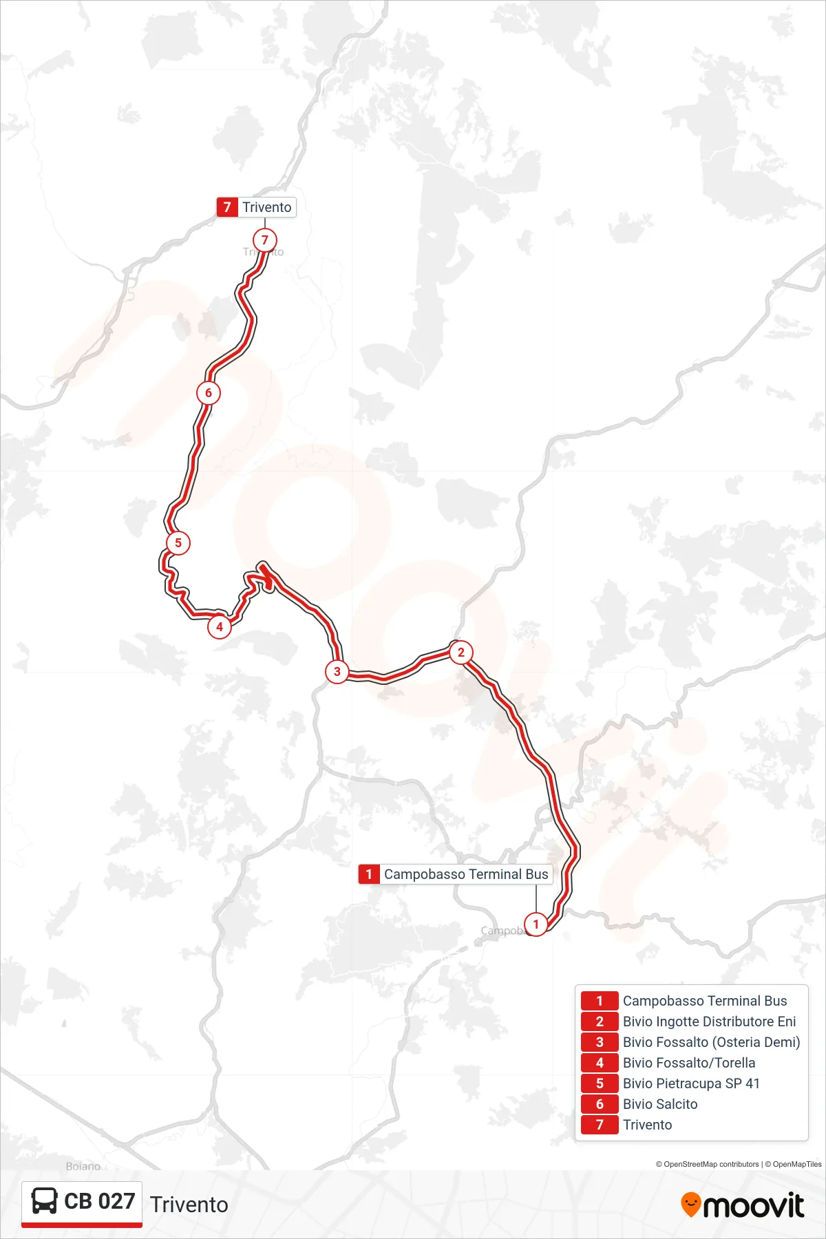 Linea CB 027  bus (Trivento) - Percorsi e fermate sulla mappa