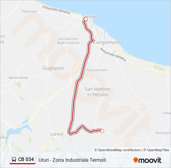 CB 034 bus Line Map