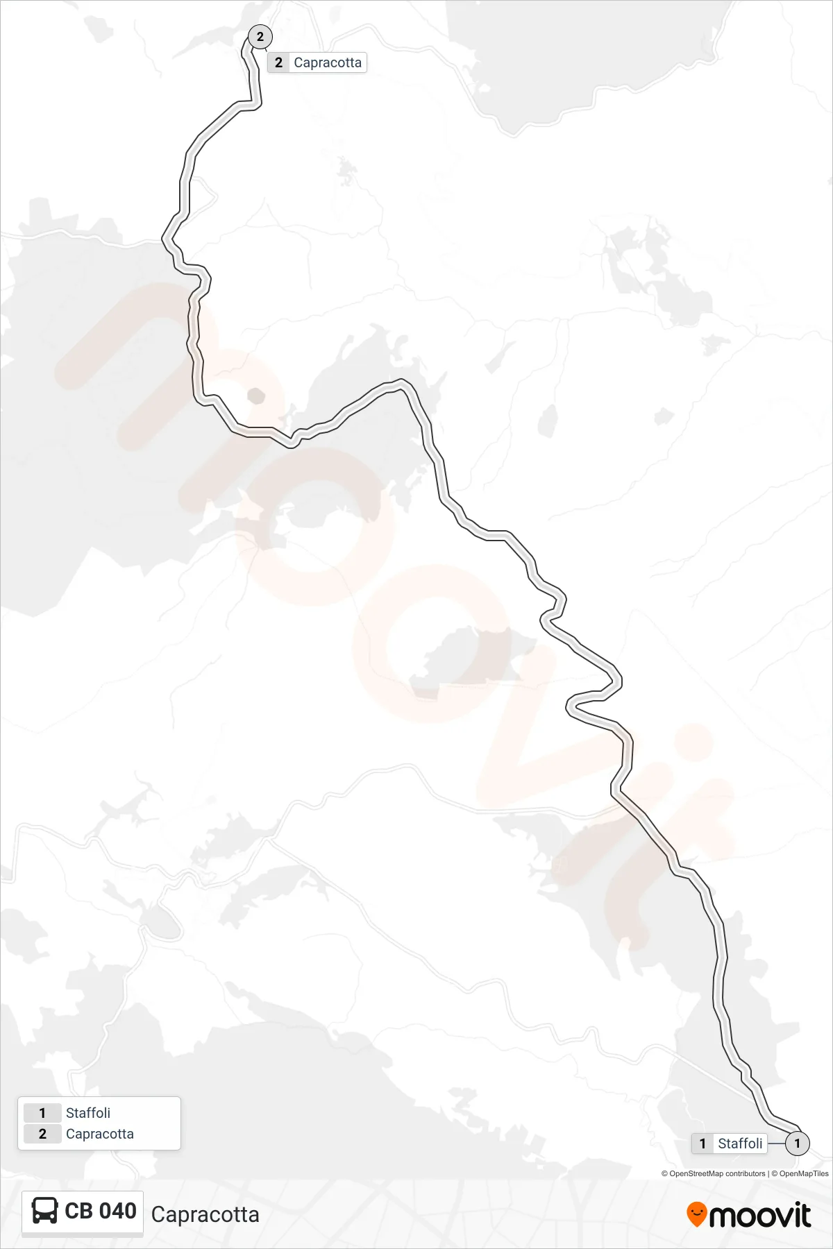 Linea CB 040 bus (Capracotta) - Percorsi e fermate sulla mappa