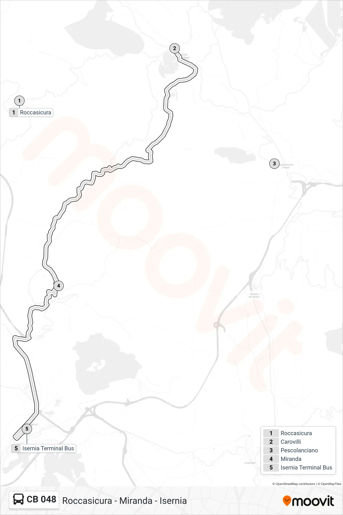 Linea CB 048  bus (Isernia) - Percorsi e fermate sulla mappa