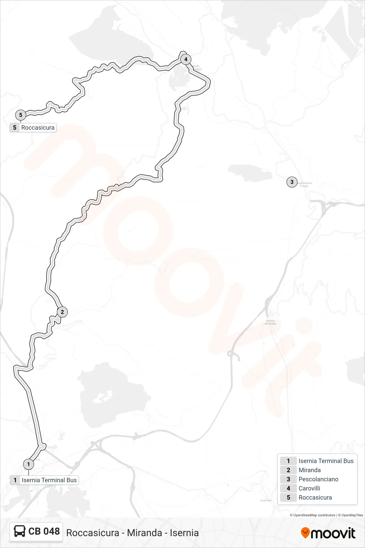 Linea CB 048  bus (Roccasicura) - Percorsi e fermate sulla mappa