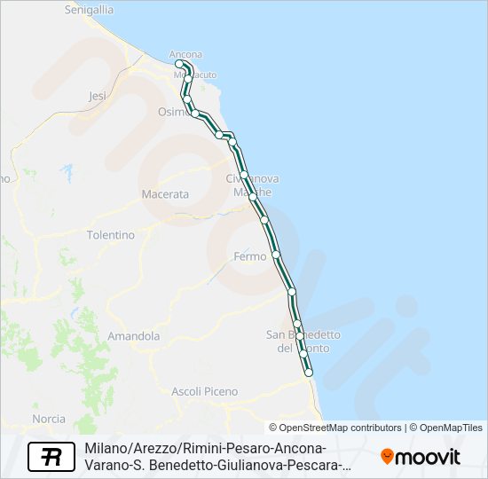 Percorso linea treno R