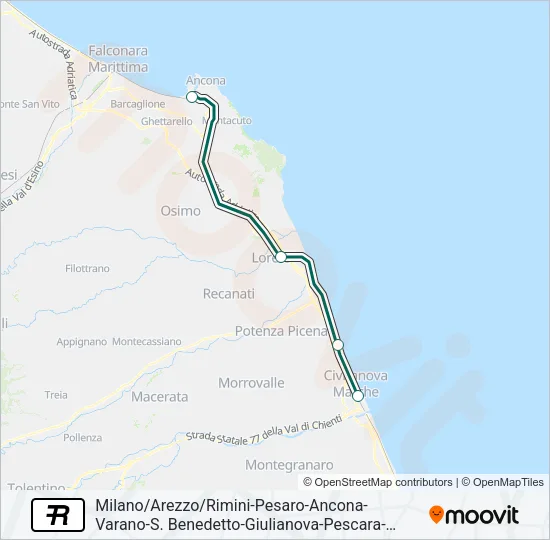 Percorso linea treno R