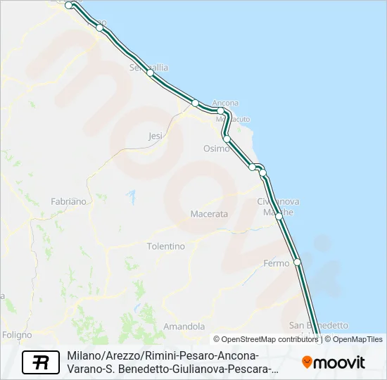 Percorso linea treno R