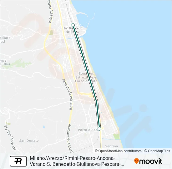 Percorso linea treno R