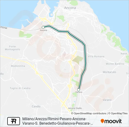 Percorso linea treno R