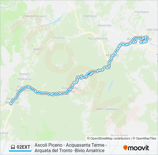 Percorso linea bus 02EXT