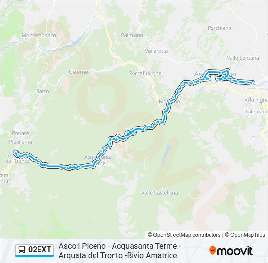 Percorso linea bus 02EXT