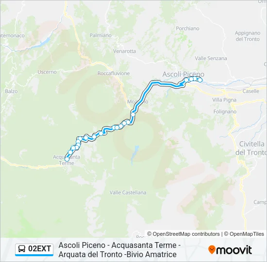 Percorso linea bus 02EXT