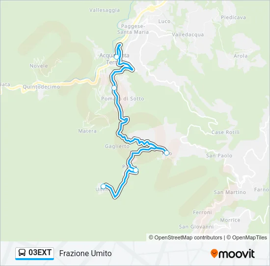 Percorso linea bus 03EXT