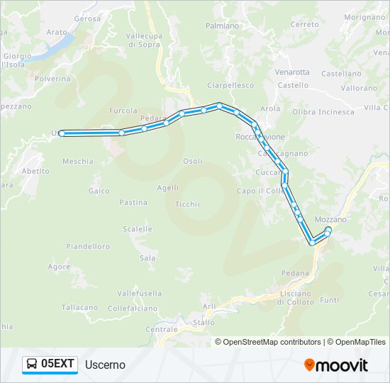 Percorso linea bus 05EXT