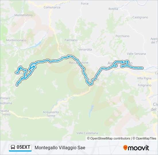 Percorso linea bus 05EXT