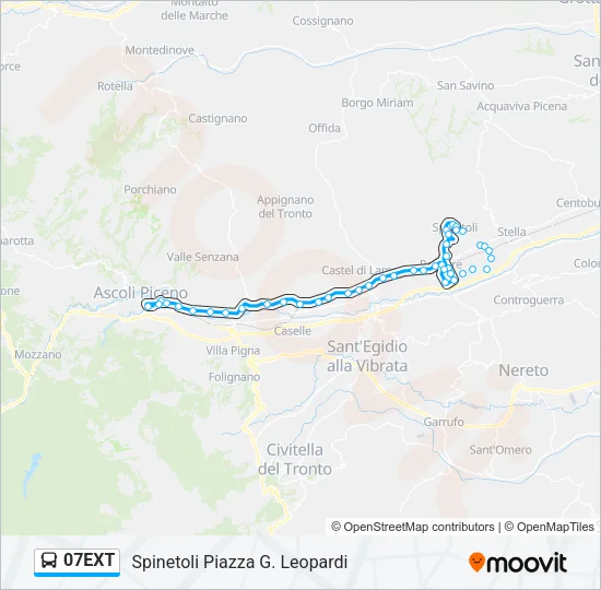 Percorso linea bus 07EXT