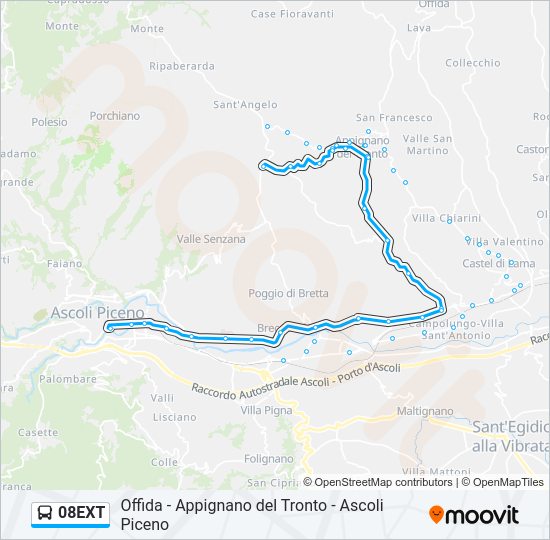 Percorso linea bus 08EXT