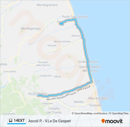 14EXT bus Line Map