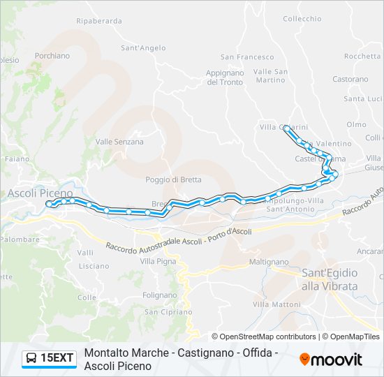 Percorso linea bus 15EXT