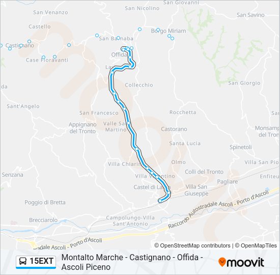 Percorso linea bus 15EXT