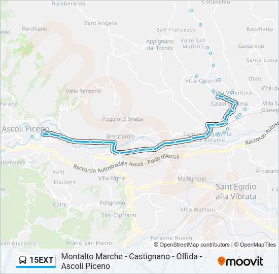 Percorso linea bus 15EXT