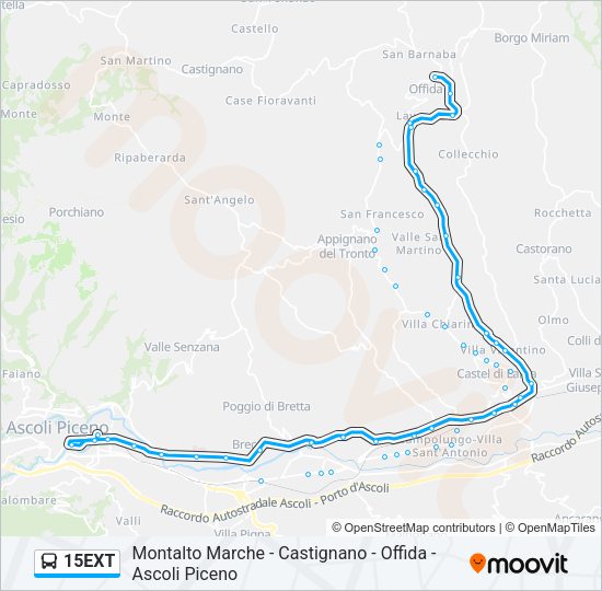 Percorso linea bus 15EXT