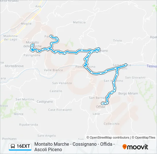 16EXT Bus Line Map